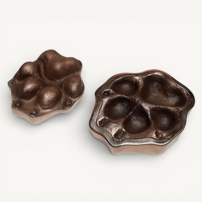 Imprint and relief bronze dog paw set
