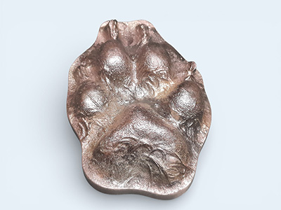 Large bronze dog Pet-Paw with fur detail