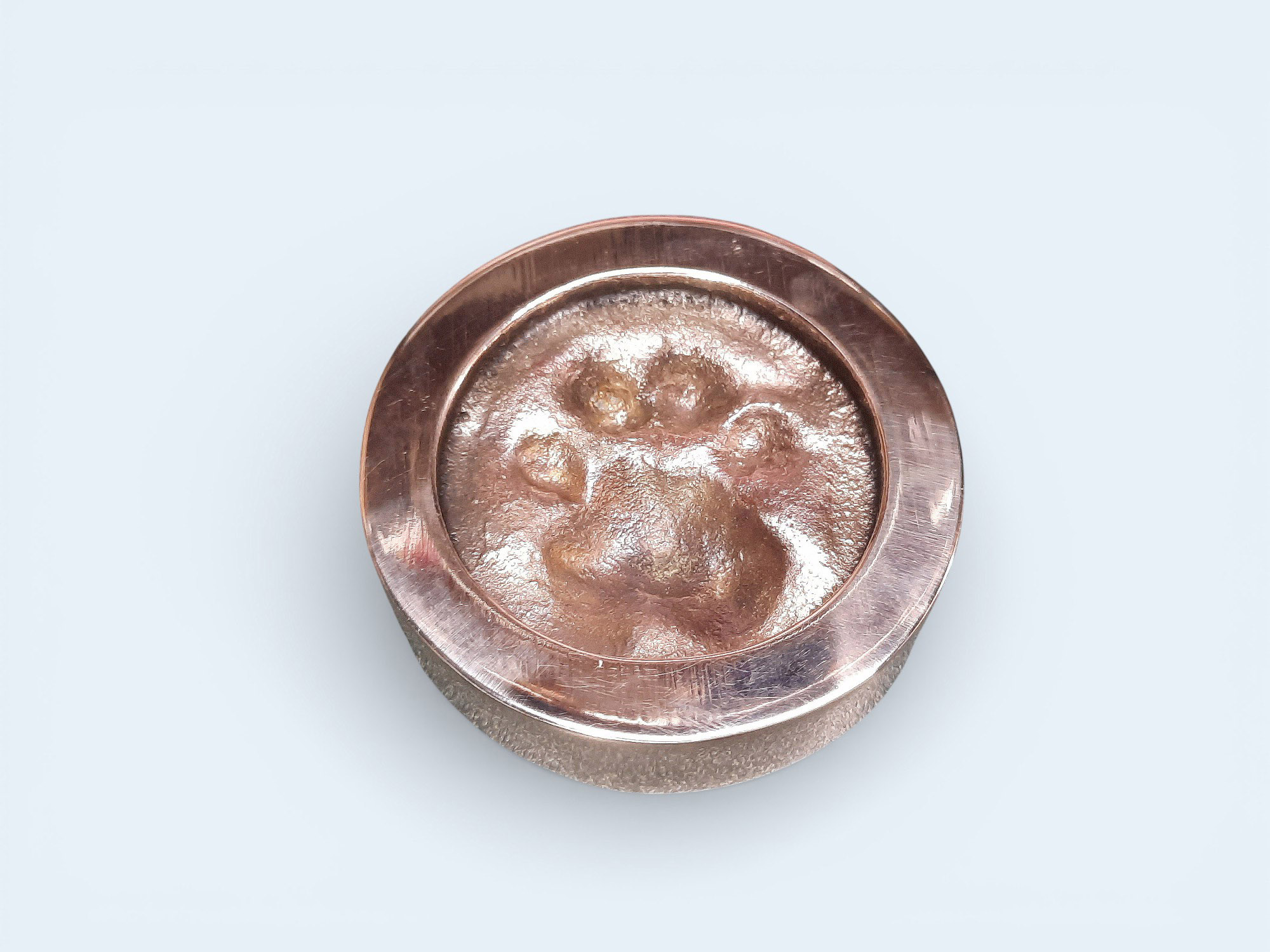 circle shaped bronze cat imprint paw